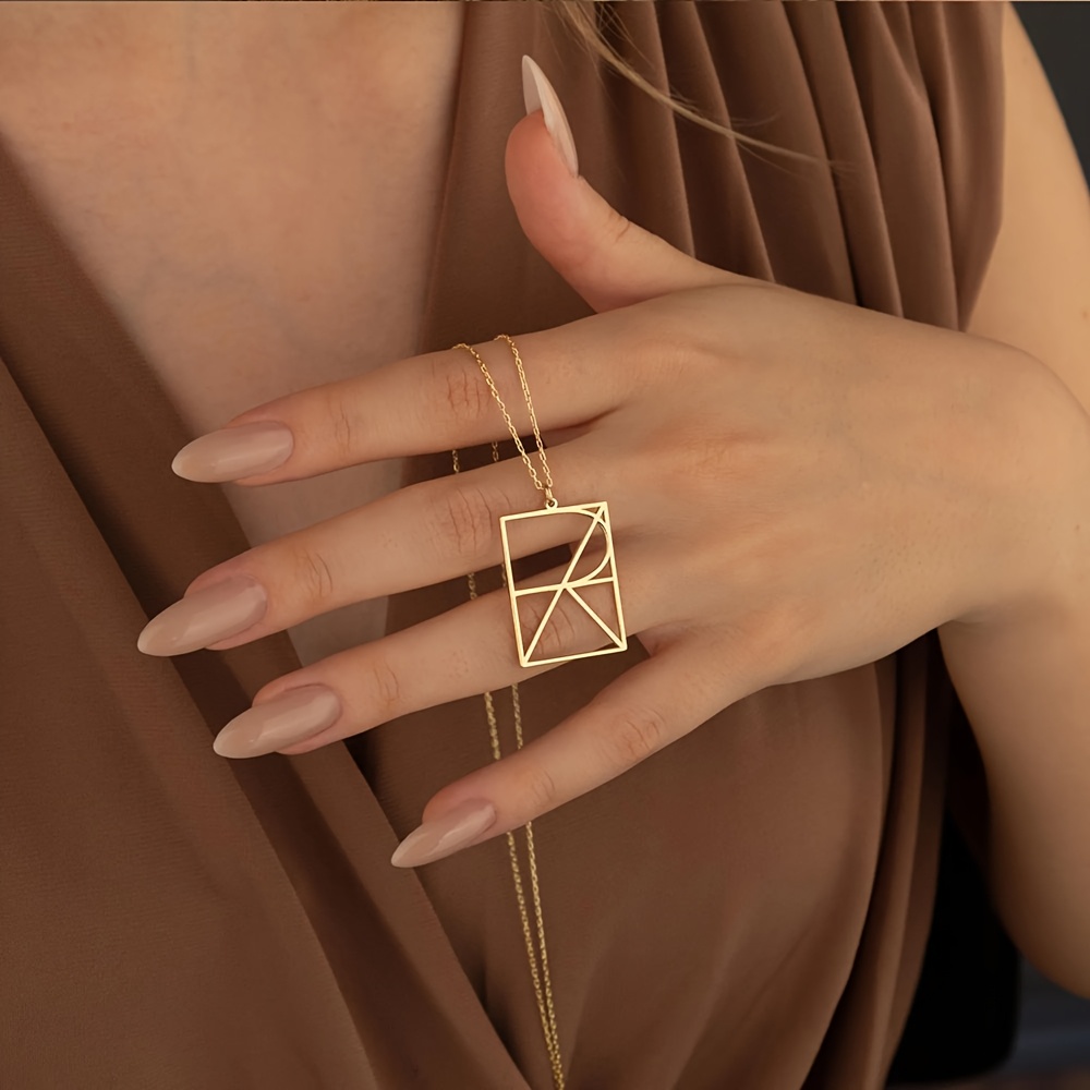 Personalized Geometric Patchwork Letter Necklace, 18K Gold Plated